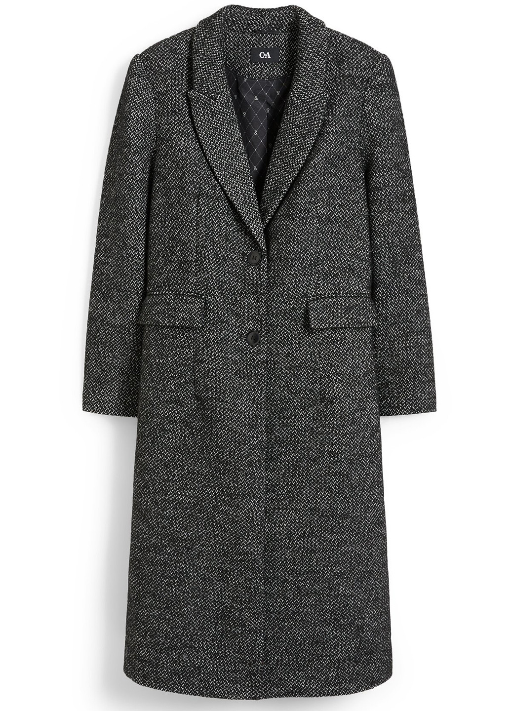 Черное демисезонное Пальто однобортное C&A