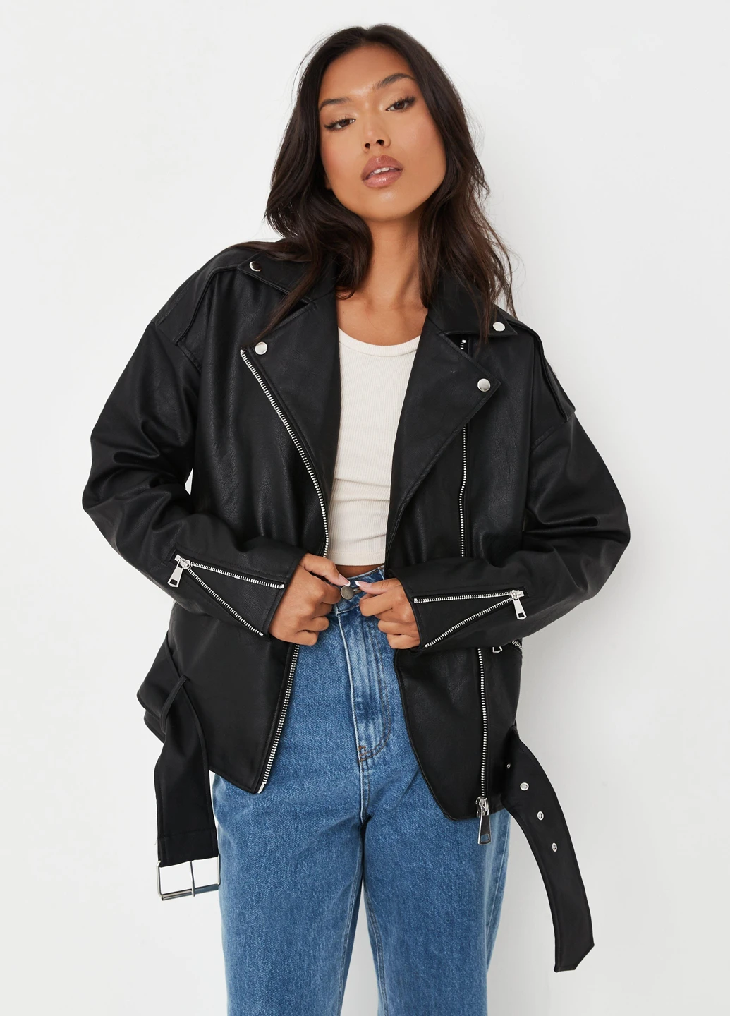 Черная демисезонная куртка косуха Missguided
