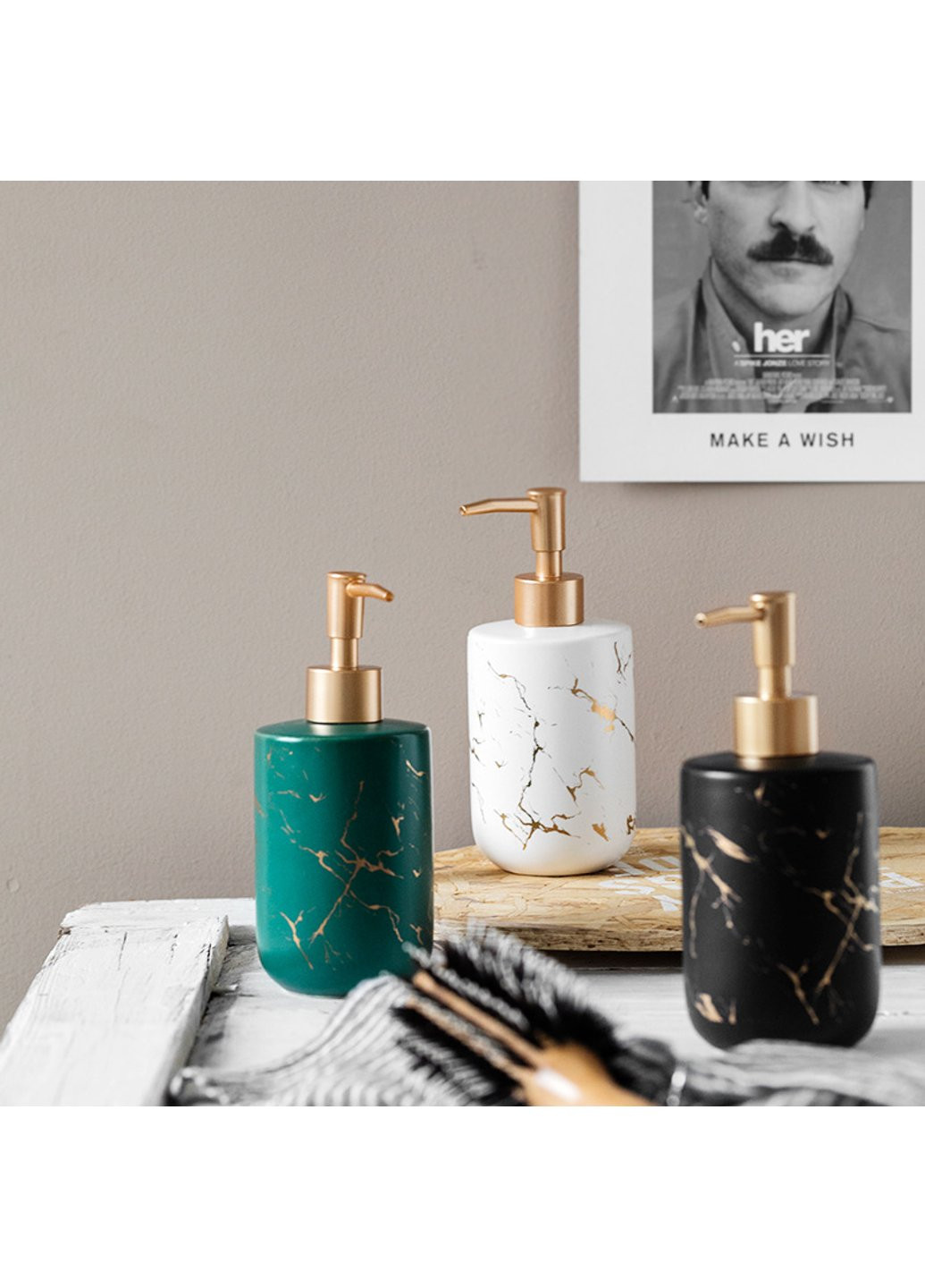 Дозатор для рідкого мила Мармур 7369 400 мл чорний Power (254440522)