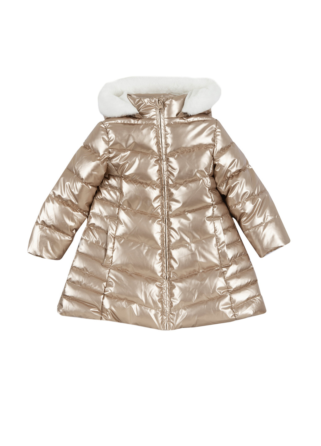 Бежевая зимняя куртка куртка-пальто Chicco