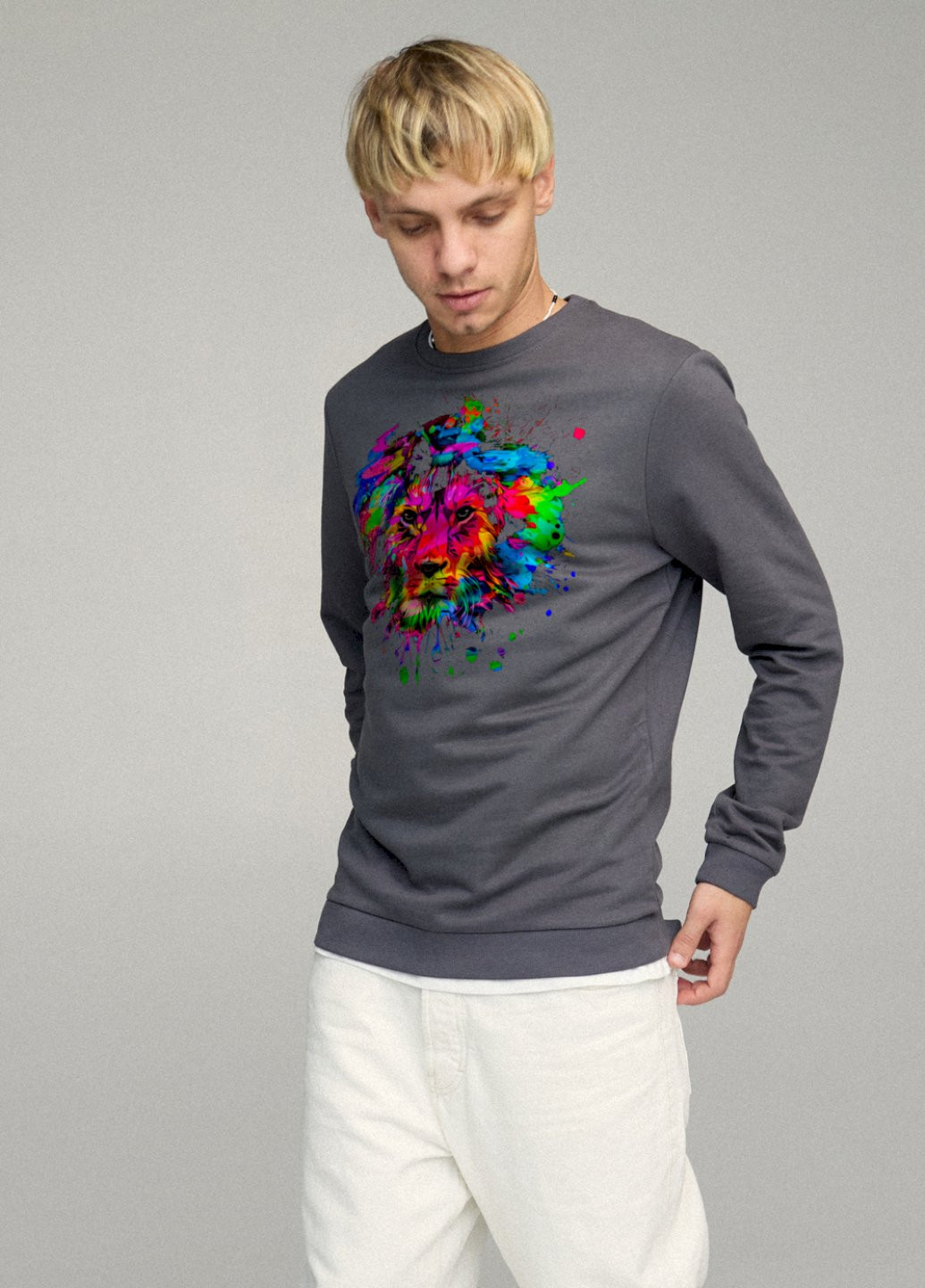 Темно-серый свитшот мужской basic /no flis/ YAPPI (252258526)