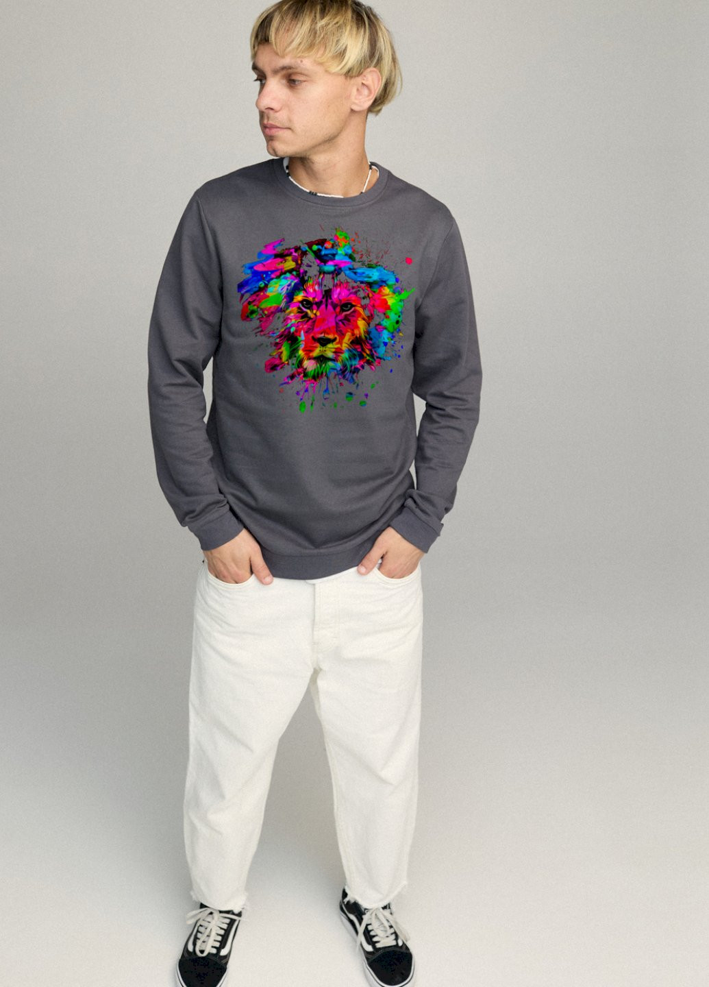 Темно-серый свитшот мужской basic /no flis/ YAPPI (252258526)