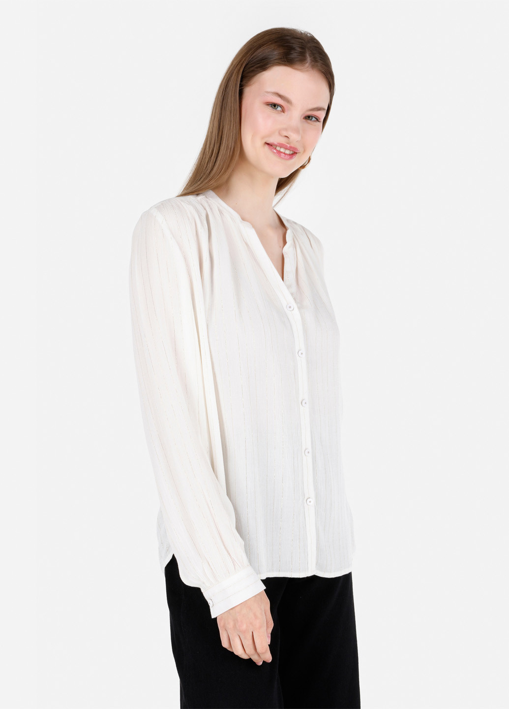 Молочная кэжуал рубашка однотонная Colin's