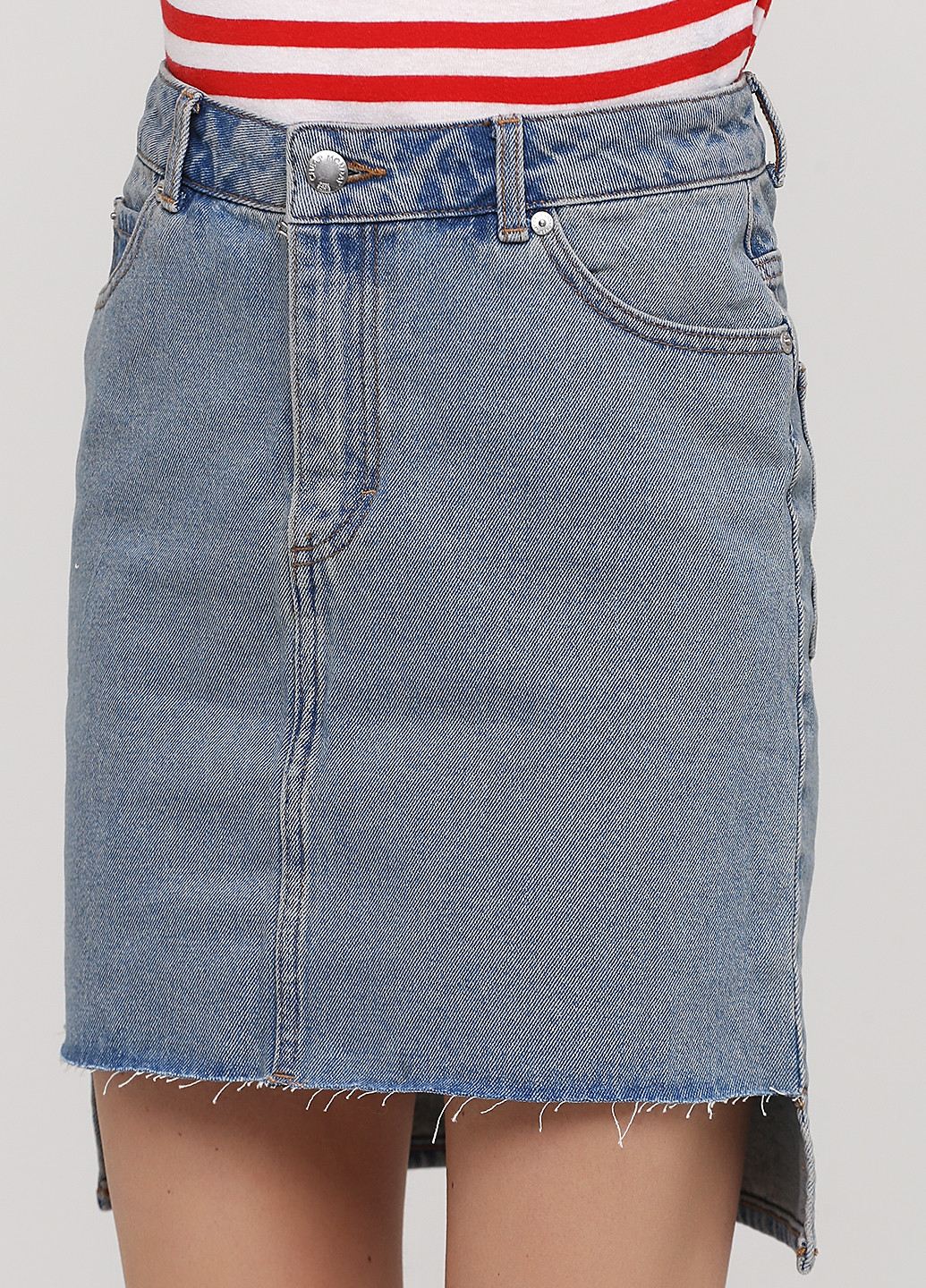 Голубая джинсовая однотонная юбка Cheap Monday
