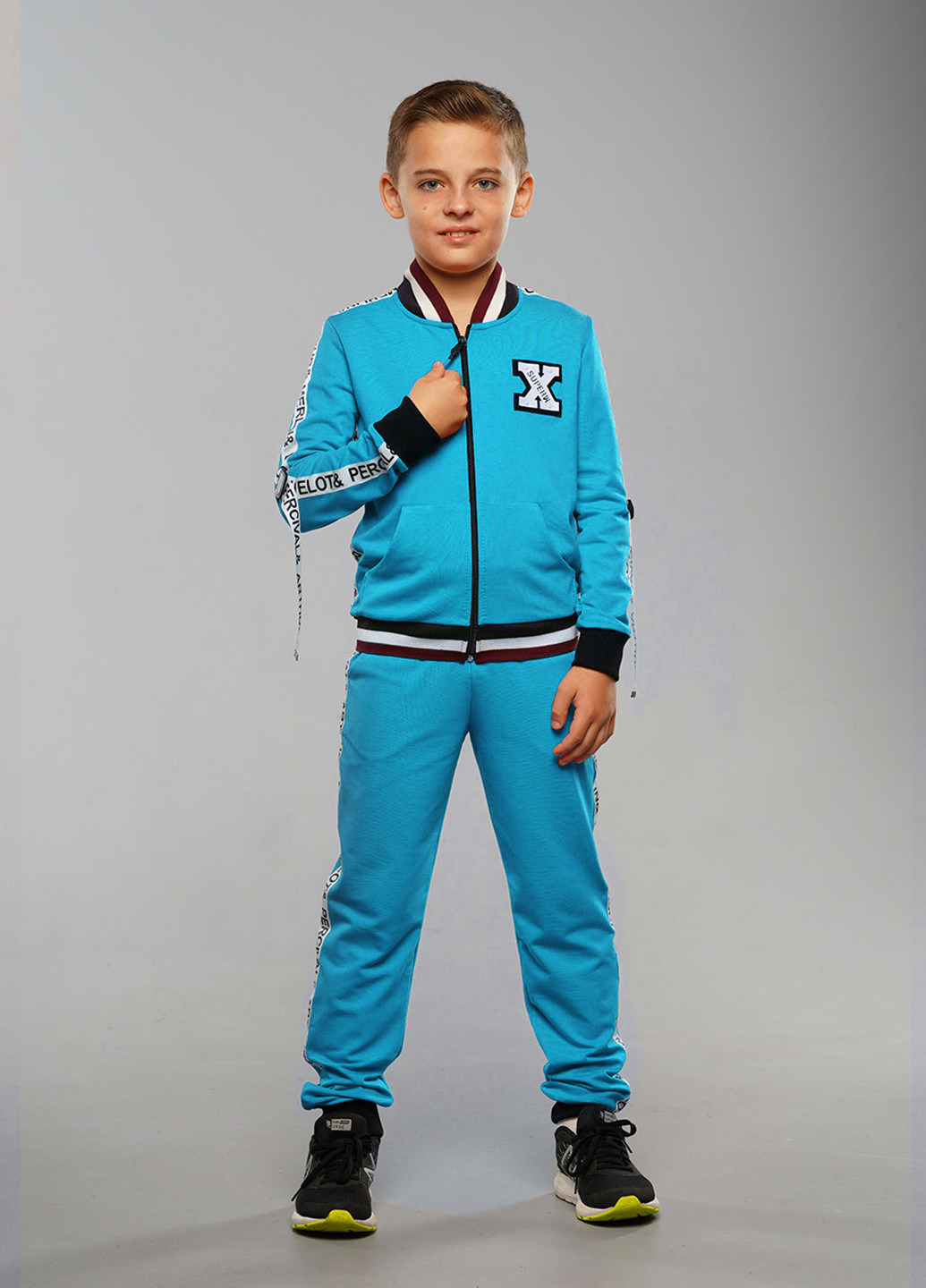 Бірюзовий демісезонний бірюзовий демісезонний спортивний костюм з написами брючний Sinthia