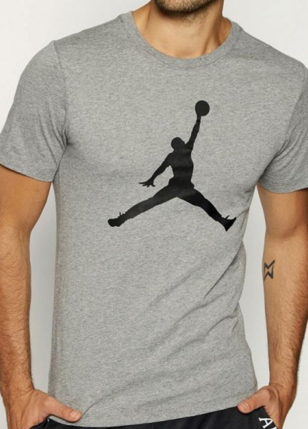 Светло-серая футболка cj0921-091 Jordan M J JUMPMAN SS CREW