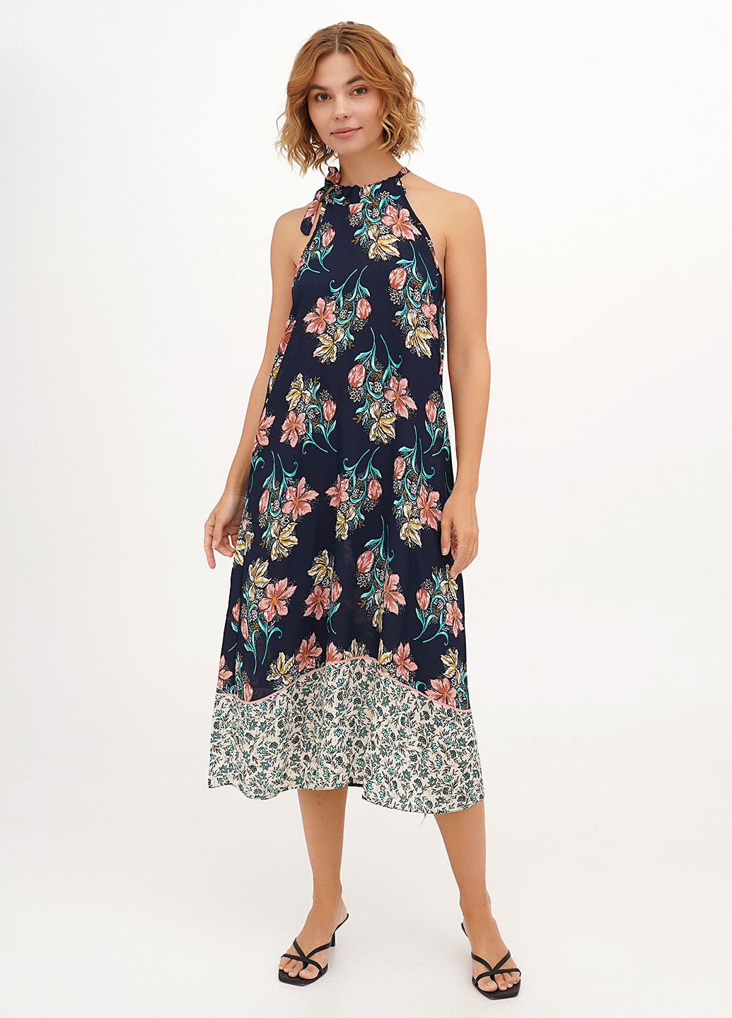 Синя кежуал сукня а-силует Vicolo з квітковим принтом