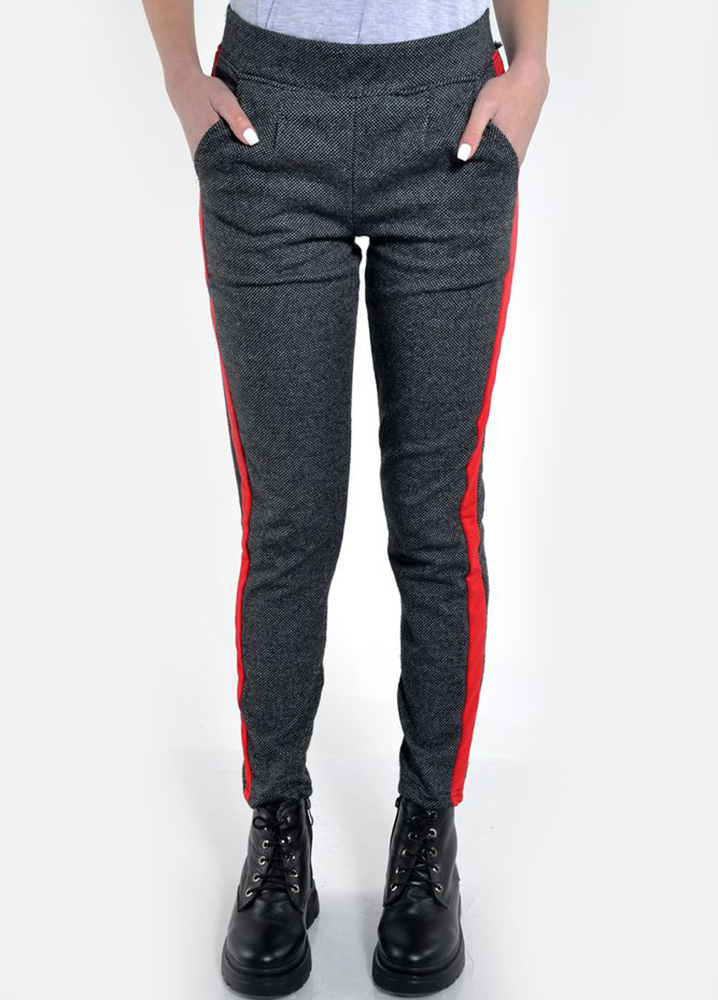 Серо-красные кэжуал демисезонные брюки Ager