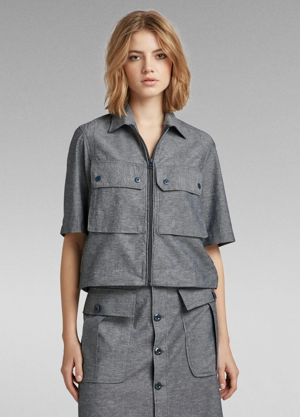 Серая кэжуал рубашка меланж G-Star Raw