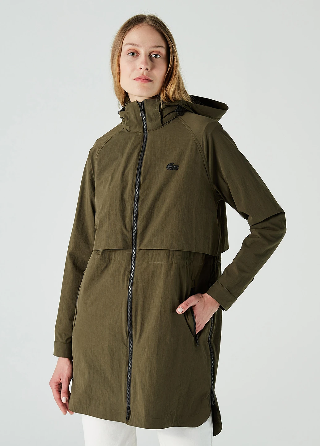 Оливкова (хакі) демісезонна куртка Lacoste