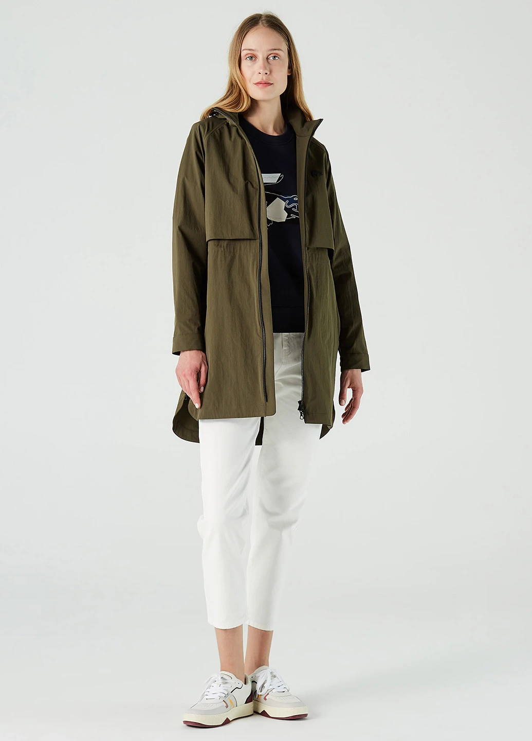 Оливкова (хакі) демісезонна куртка Lacoste