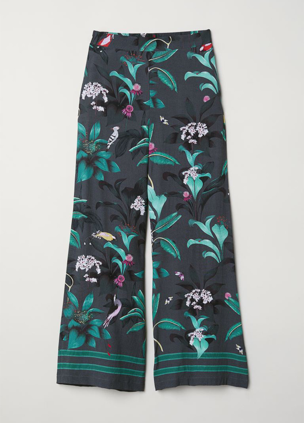 Комбинированные кэжуал летние клеш брюки H&M