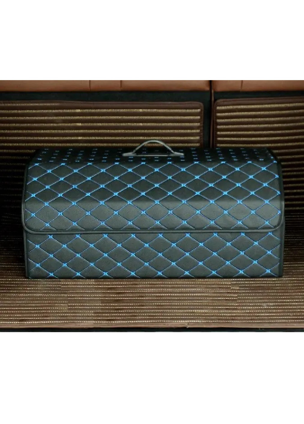 Органайзер складной сумка саквояж в багажник в автомобиль для продуктов с крышкой 66х32х30 см (473330-Prob) Черный c синим Unbranded (254419436)