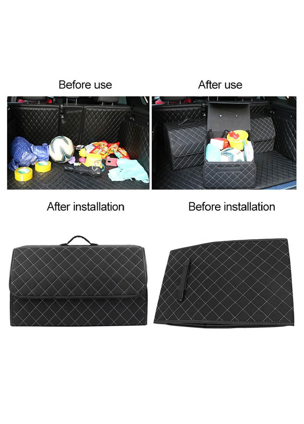 Органайзер складной сумка саквояж в багажник в автомобиль для продуктов с крышкой 66х32х30 см (473330-Prob) Черный c синим Unbranded (254419436)