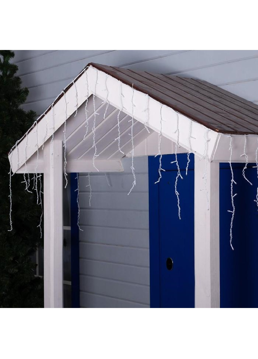 Новогодняя праздничная гирлянда бахрома 120 Led прозрачный провод 3х0.65 м (473563-Prob) Синяя Unbranded (255287799)