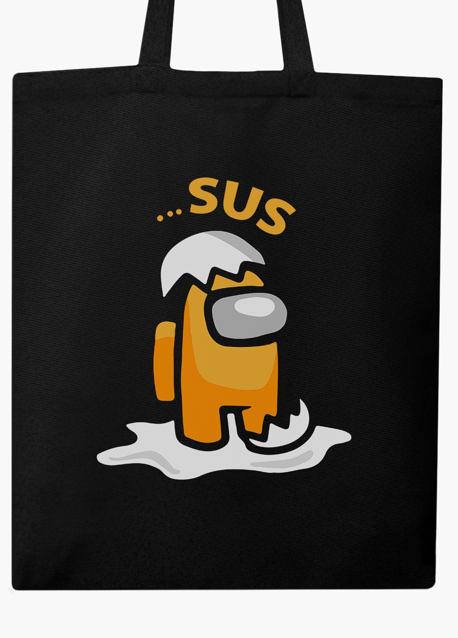 Еко сумка шоппер чорна Амонг Ас Помаранчевий Містер яйце (Among Us Mister egg) (9227-2597-BK) екосумка шопер 41*35 см MobiPrint (216642118)