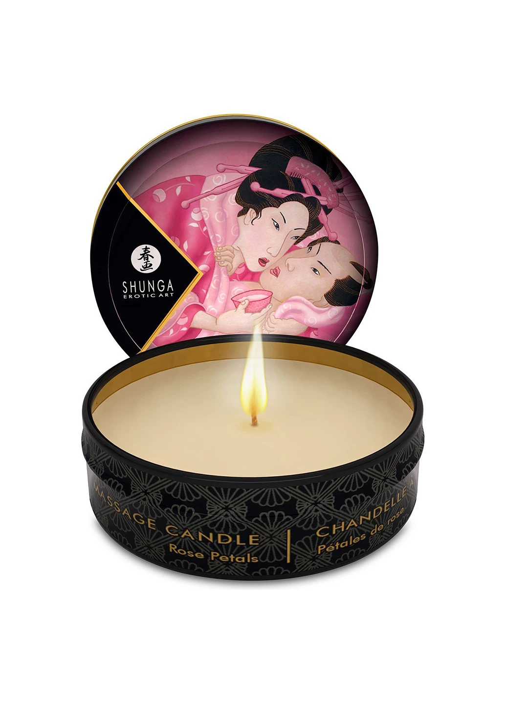 Массажная свеча Mini Massage Candle - Rose Petals (30 мл) с афродизиаками Shunga (254151452)