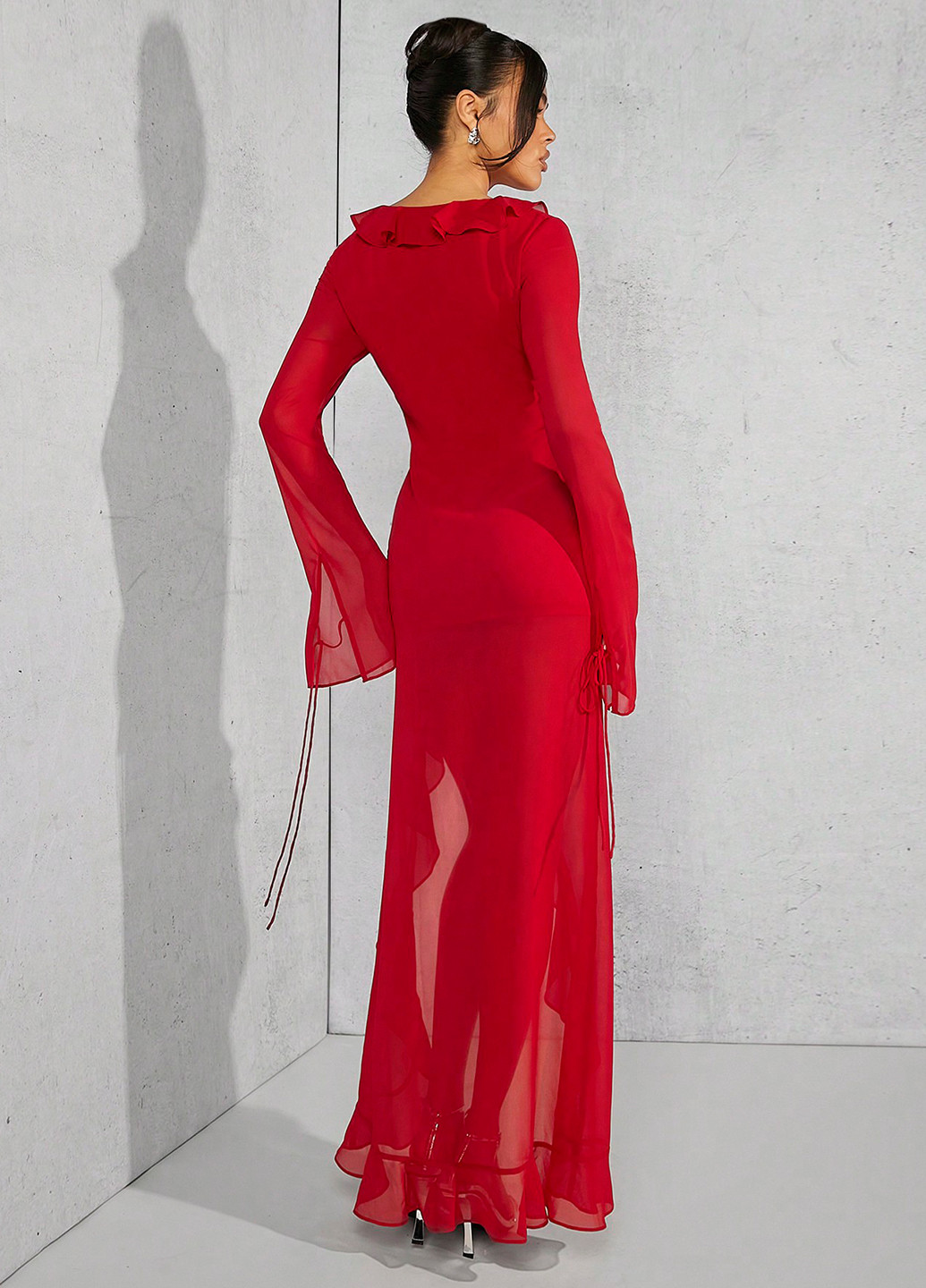 Красное праздничный, вечернее, кэжуал платье а-силуэт SHEIN однотонное