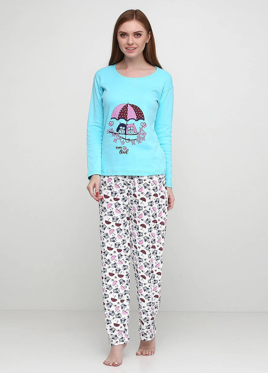 Блакитна зимня комплект щільний трикотаж (світшот, штани) Good Night Pajama