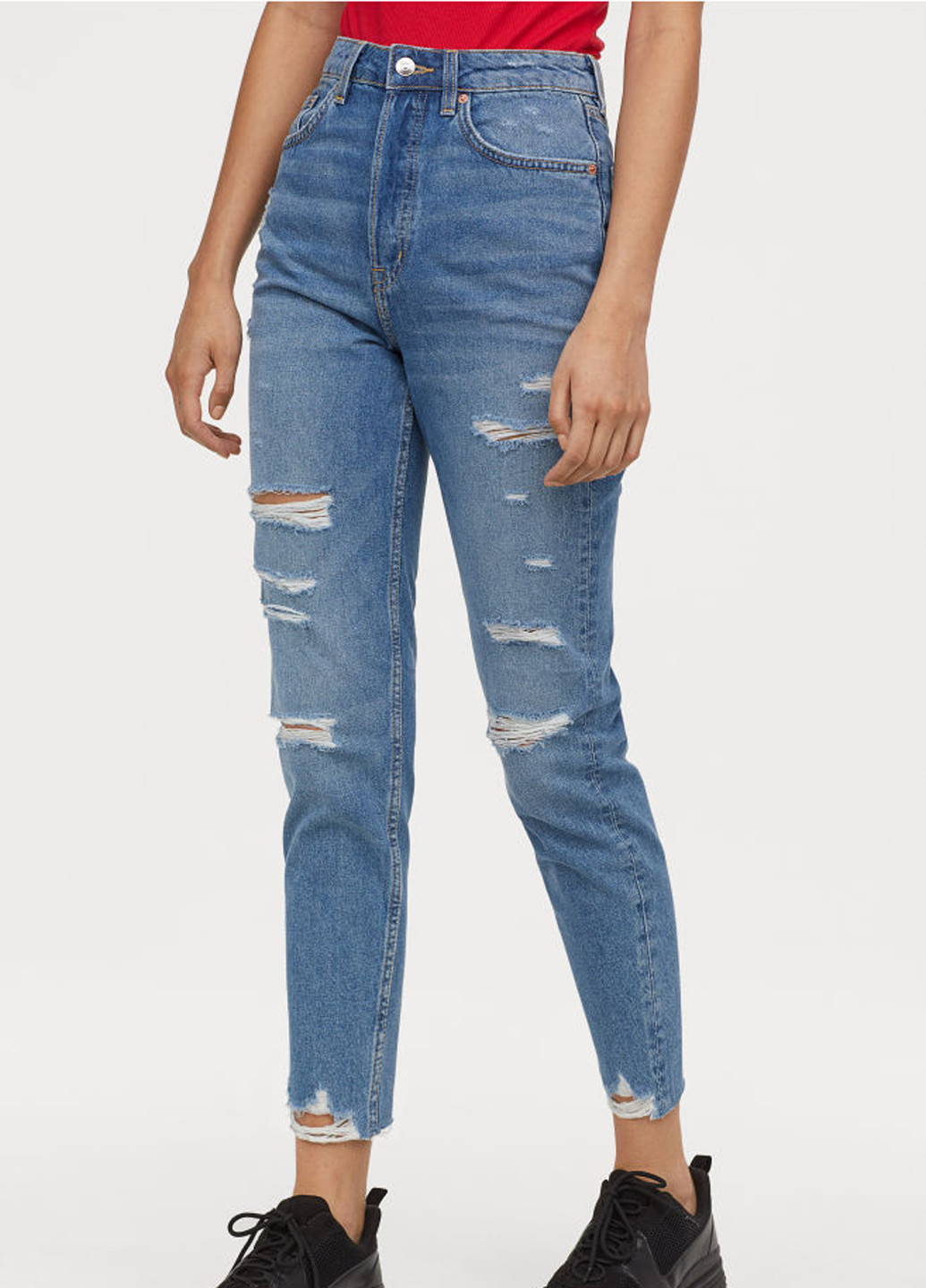 Светло-синие демисезонные зауженные, укороченные джинсы H&M