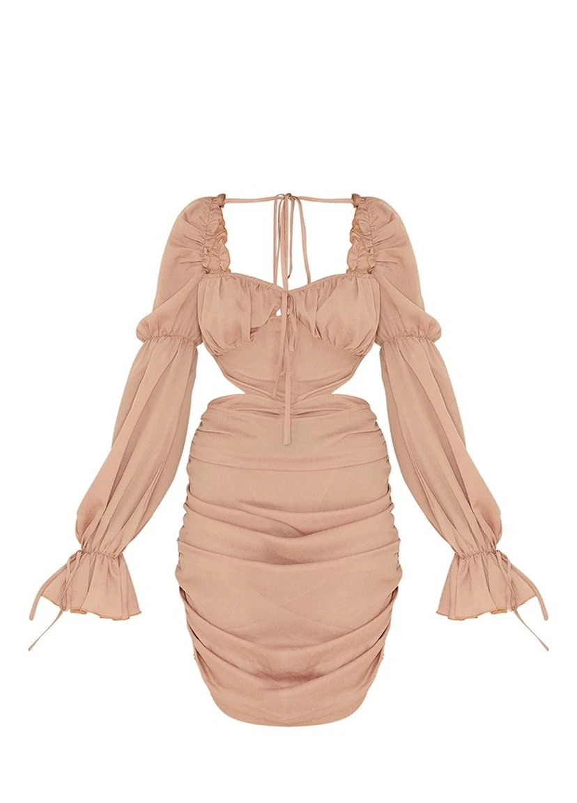 Бежевое кэжуал платье PrettyLittleThing однотонное