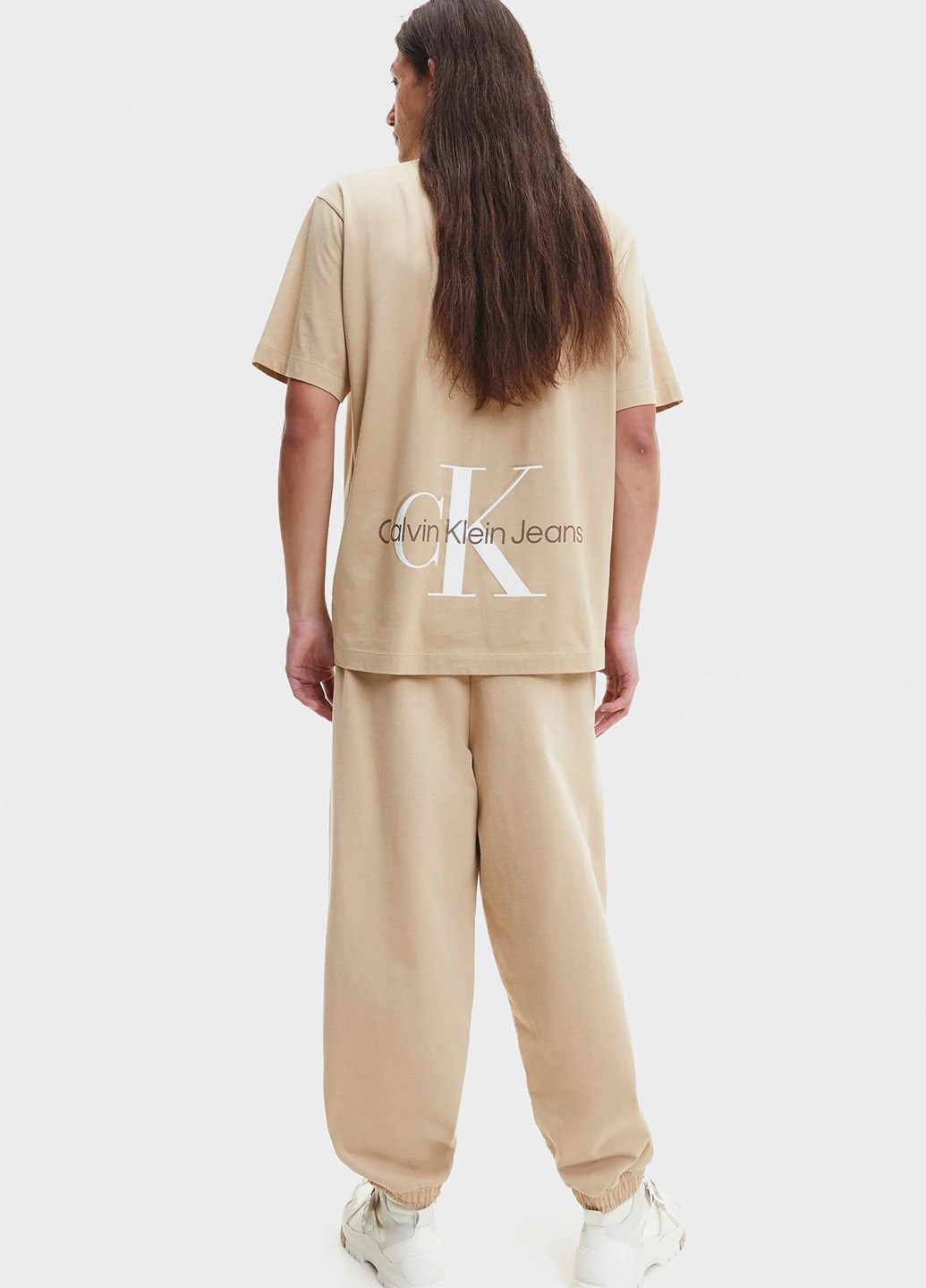Бежевые кэжуал демисезонные джоггеры брюки Calvin Klein Jeans