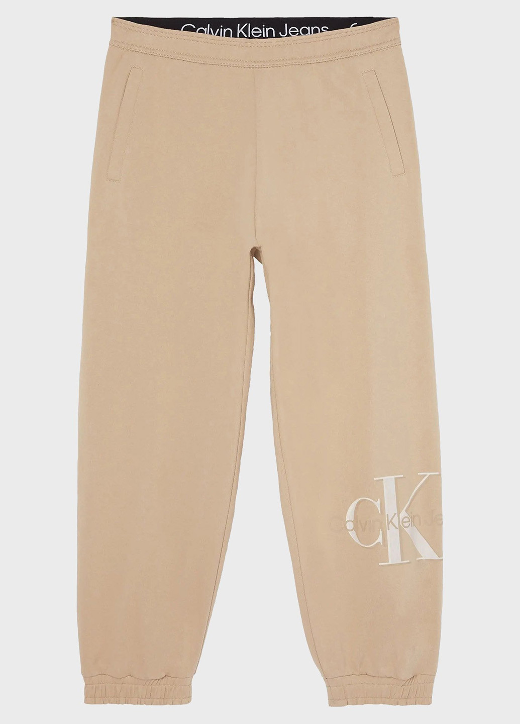 Бежевые кэжуал демисезонные джоггеры брюки Calvin Klein Jeans