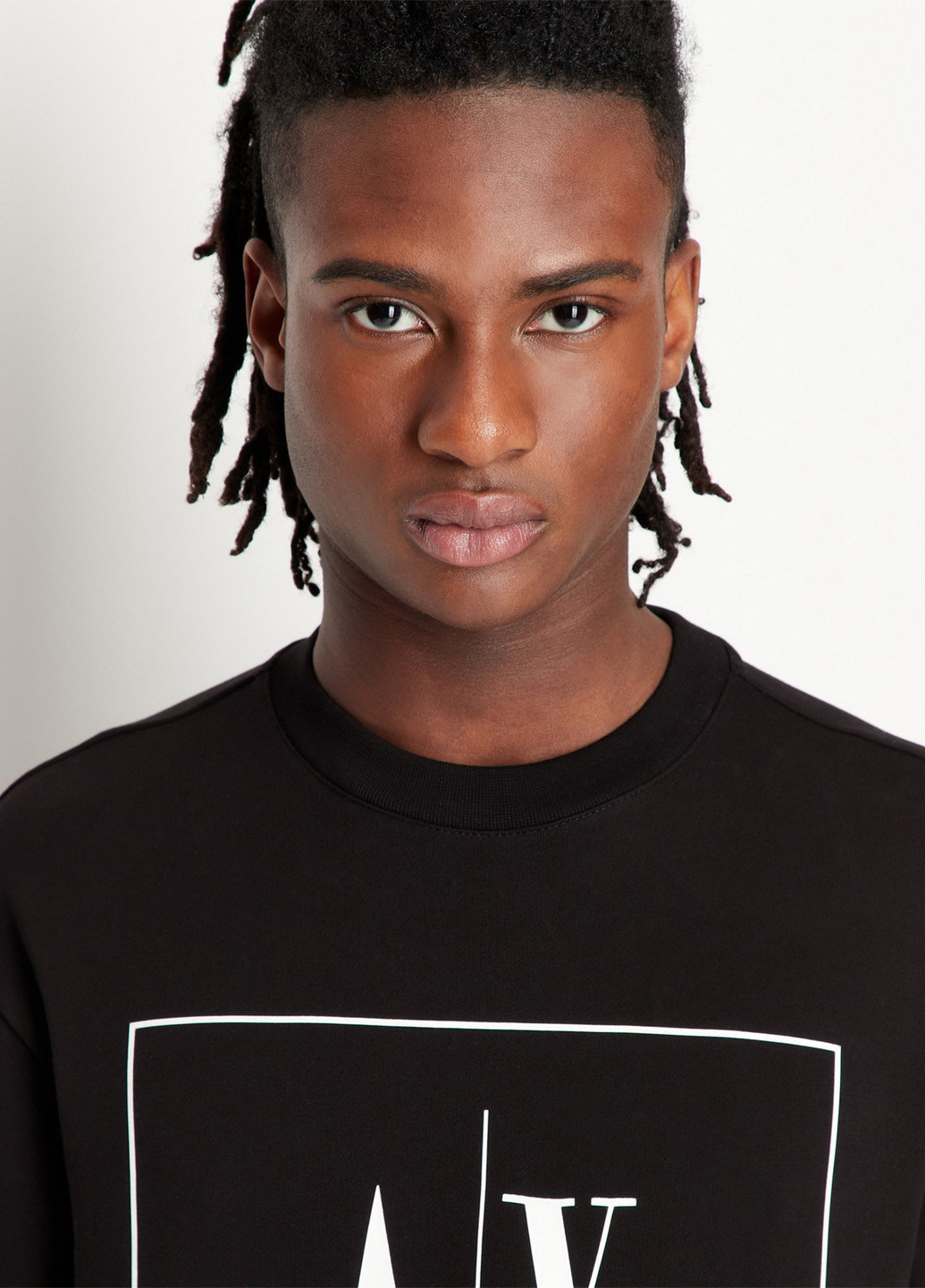 Черный свитшот Armani Exchange логотип без декора (365686630)