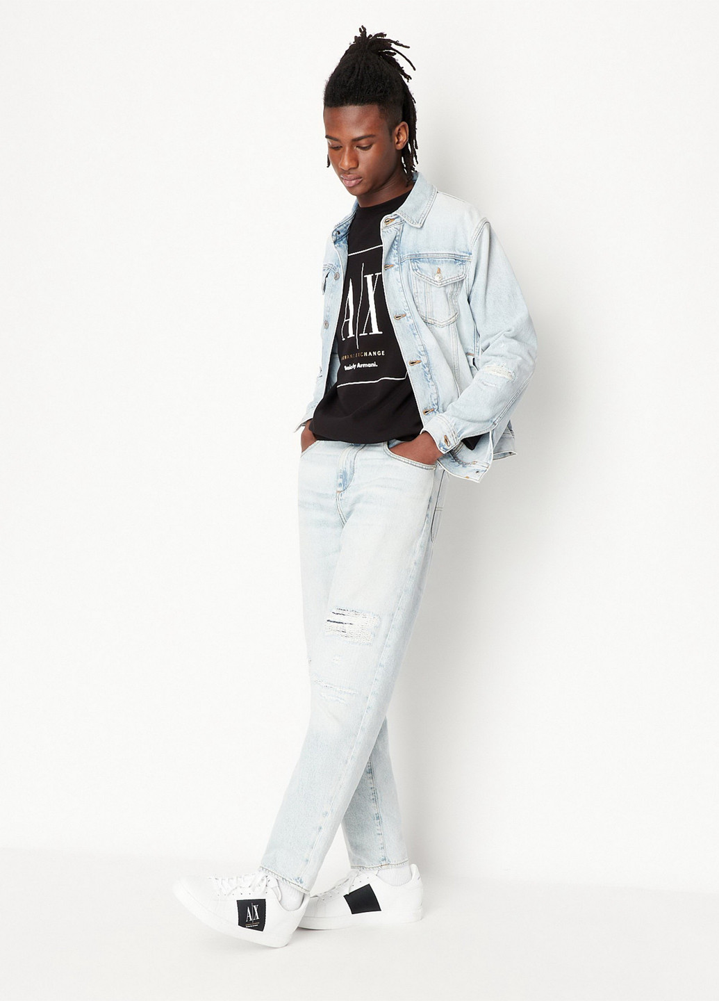 Черный свитшот Armani Exchange логотип без декора (365686630)