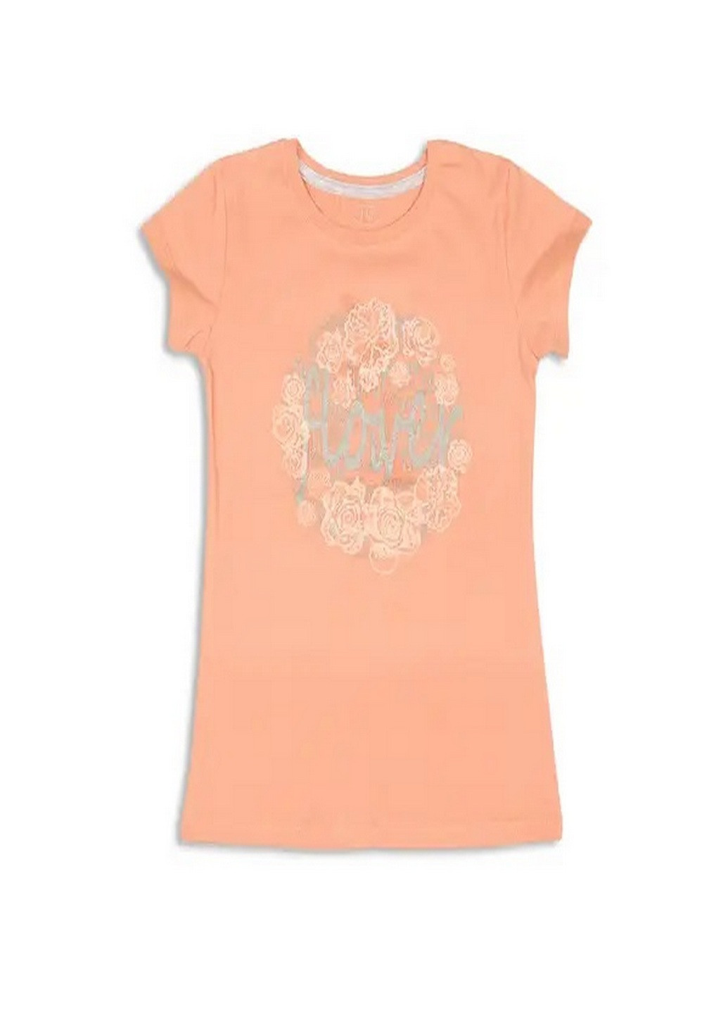 Пудровая летняя футболка для девочки (розы) Фламинго Текстиль