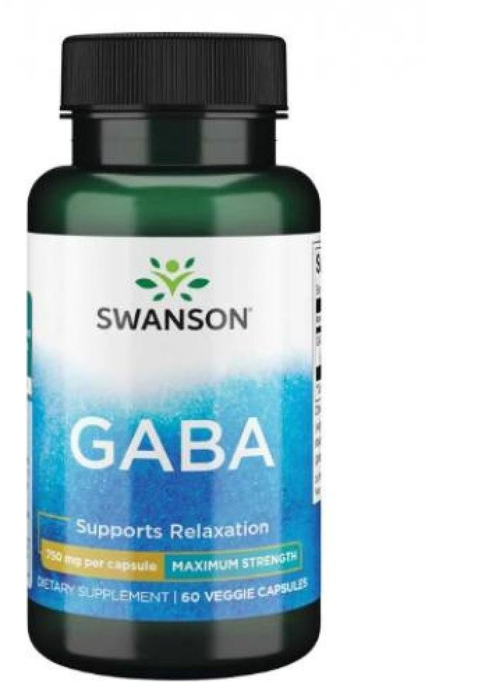 Габа GABA Maximum Strength 750 mg 60 Veg Caps Swanson (232599928)