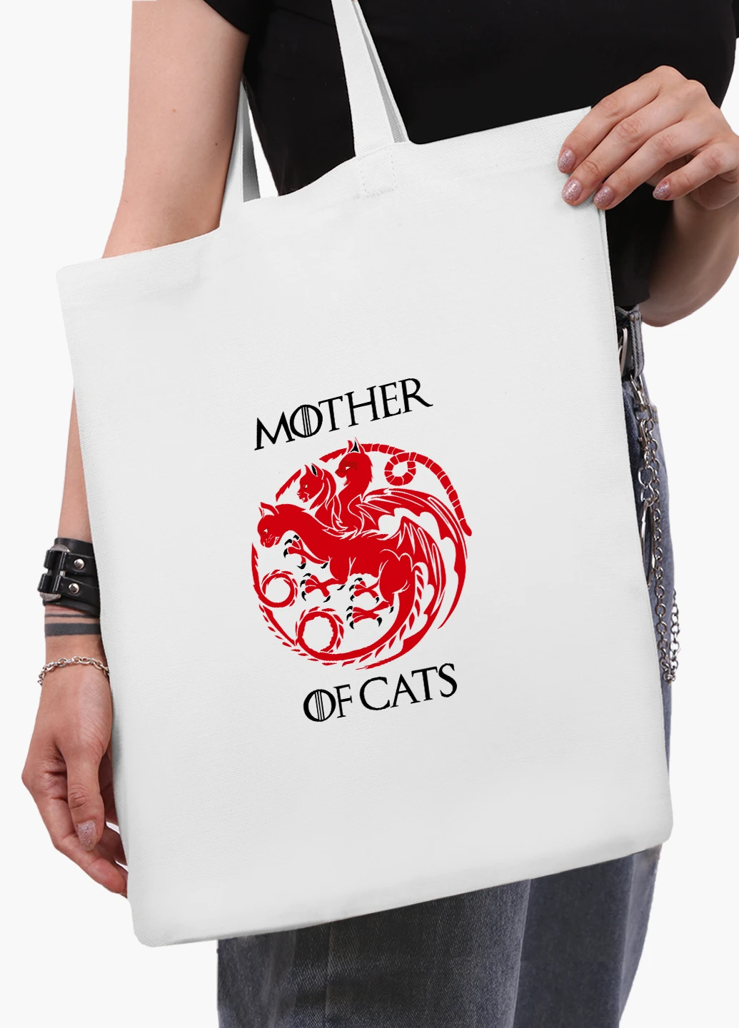 Еко сумка шоппер біла Мати котів (Mother Of Cats) (9227-2015-WT2) Еко сумка шоппер біла 41*35 см MobiPrint (219151232)