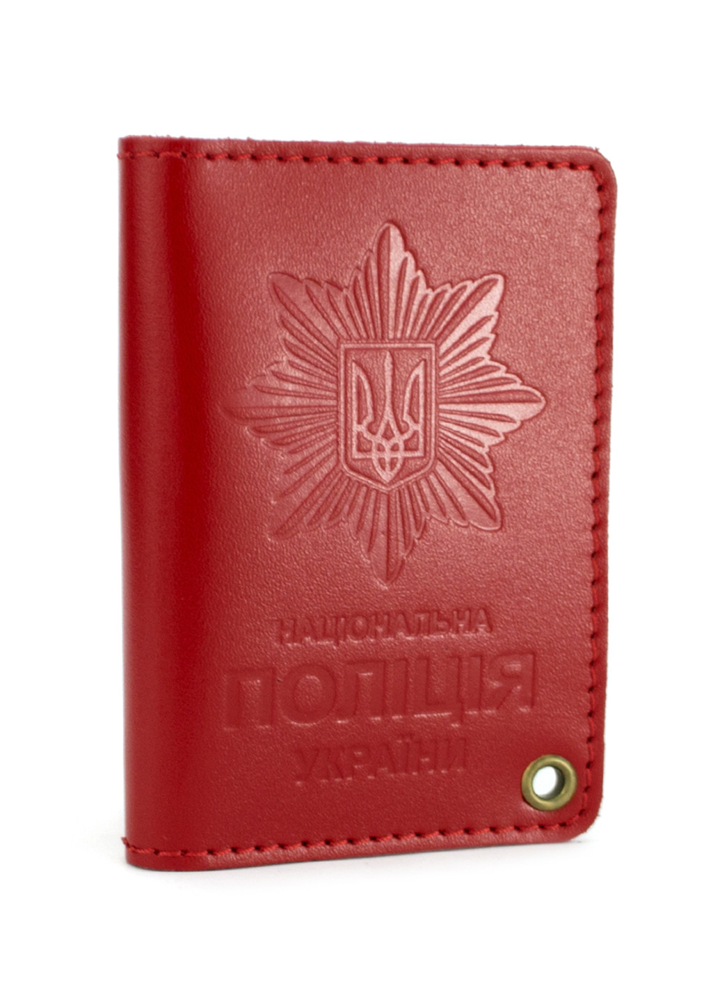 Обкладинка на посвідчення Національної поліції України шкіряна червона ST (236902177)