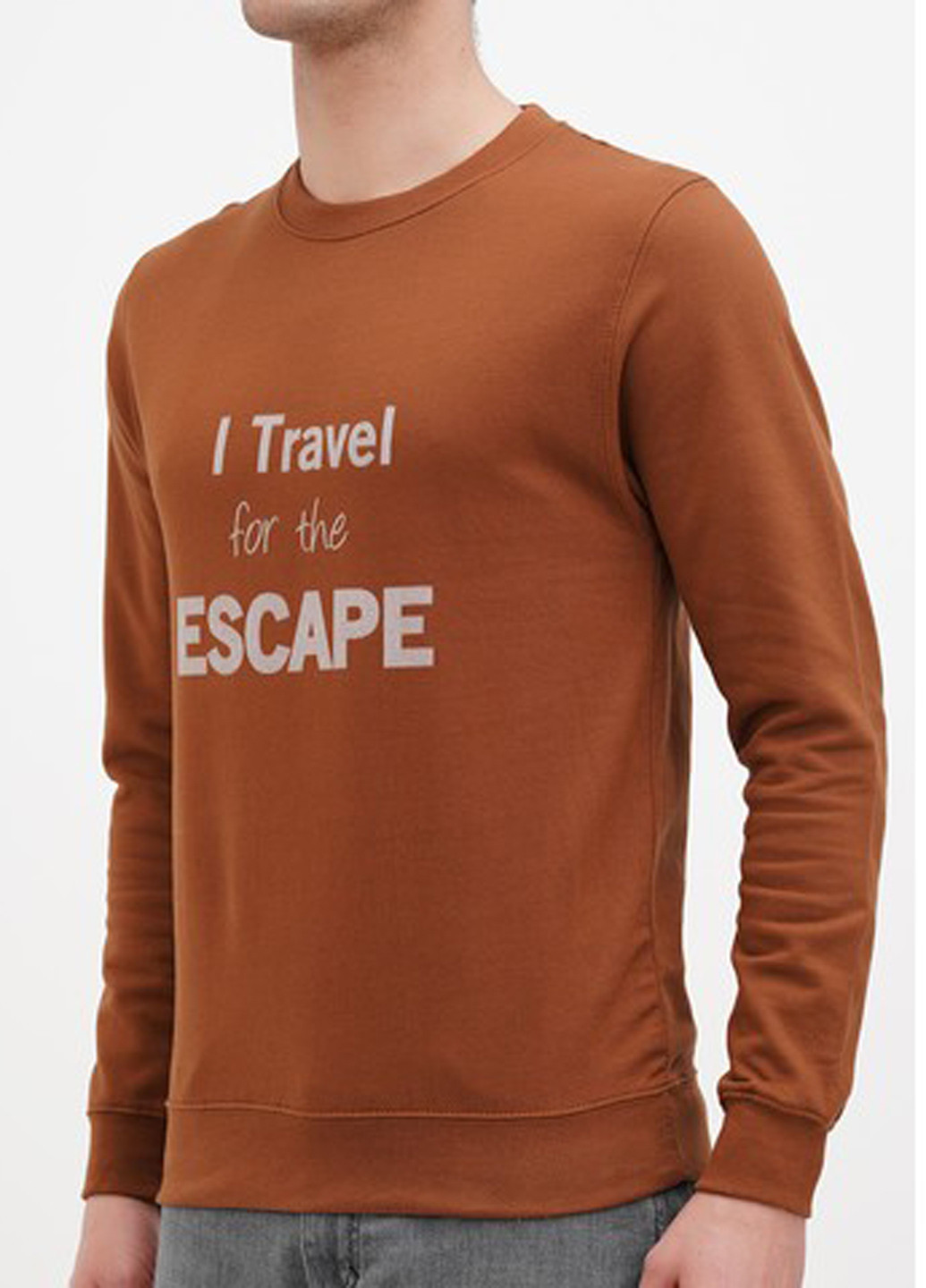 Світло-коричневий світшот Just Hoods напис без декору (361960047)