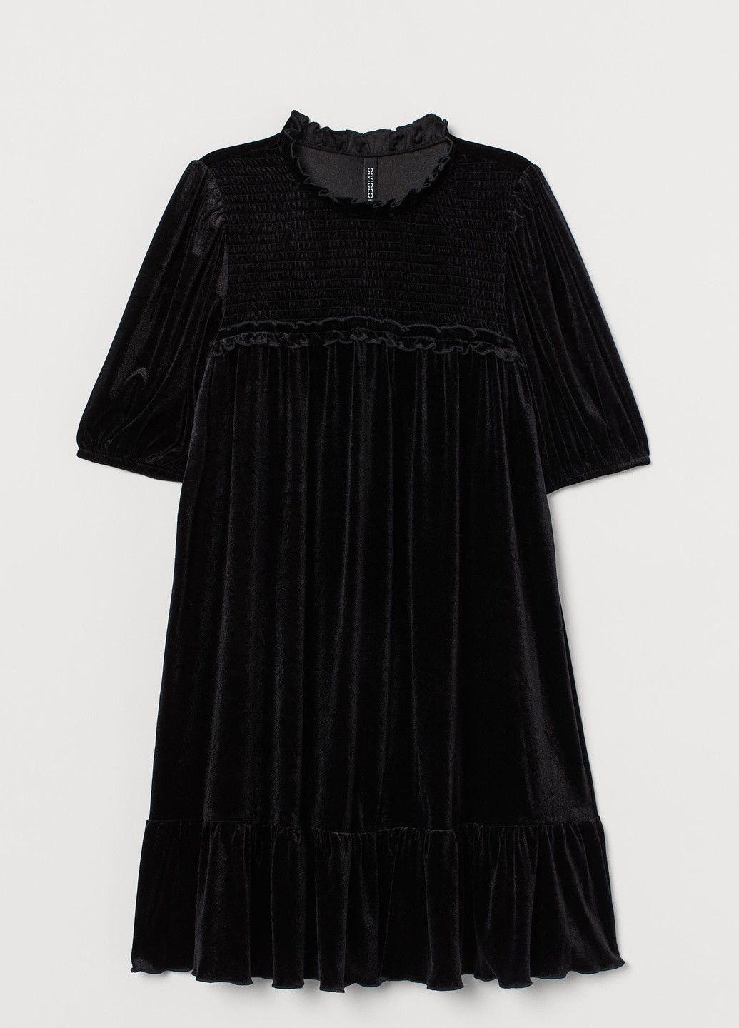 Черное кэжуал платье велюр H&M однотонное