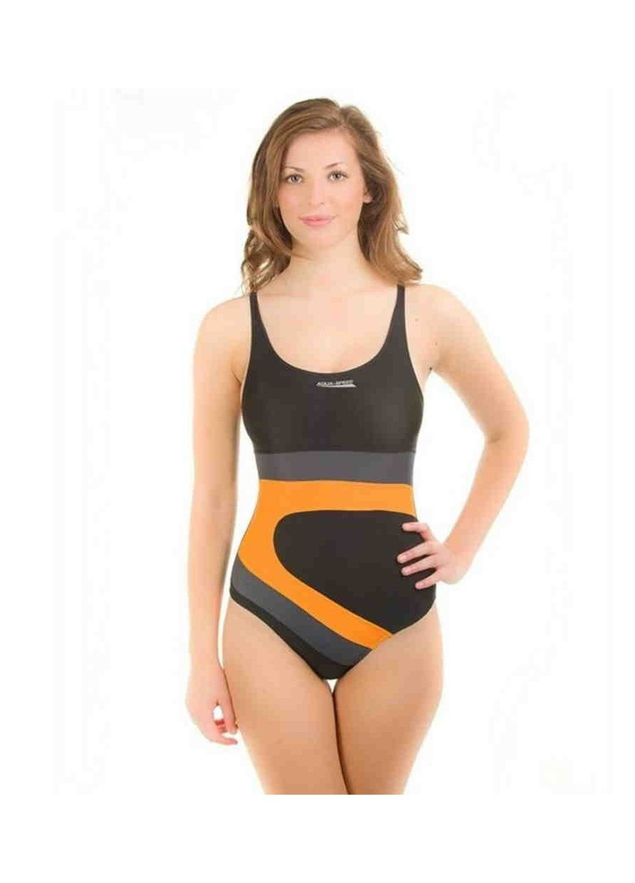 Чорний купальний костюм monika чорний/сірий/помаранчевий (43039) Aqua-Speed