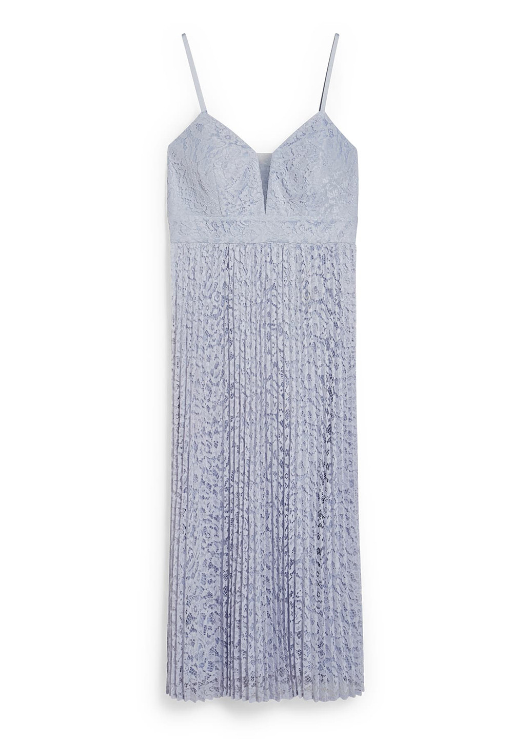Серо-голубое кэжуал платье плиссированное C&A однотонное