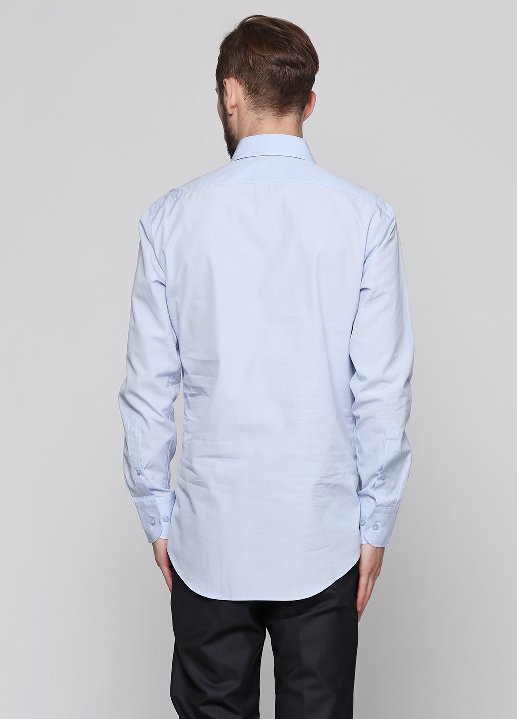 Голубой кэжуал рубашка однотонная VD One с длинным рукавом