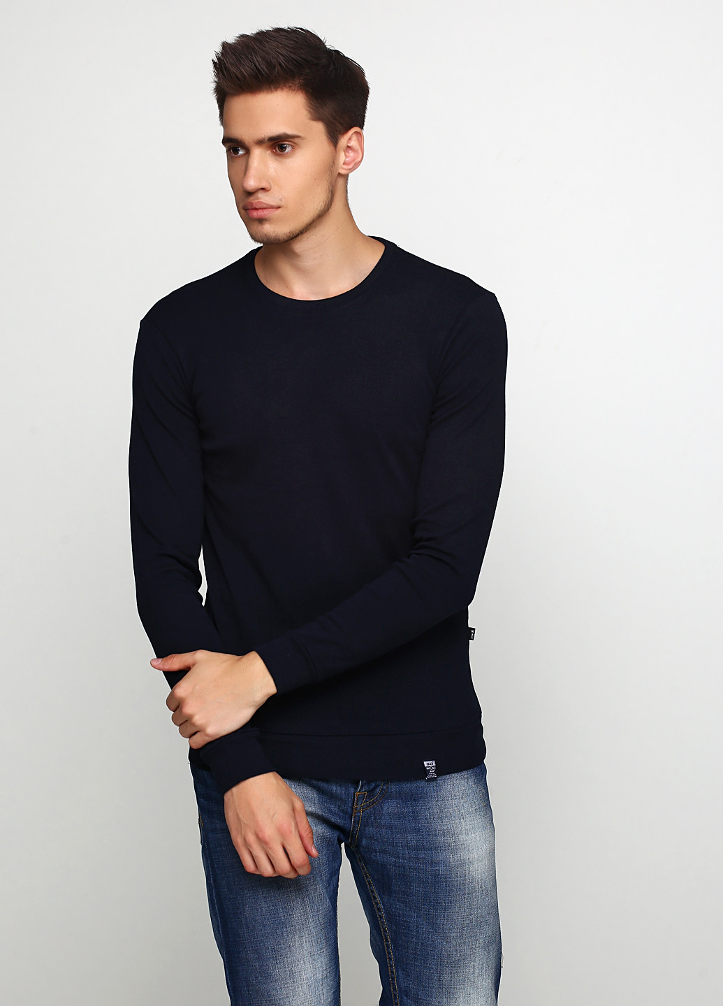 Лонгслів MSY однотонний темно-синій кежуали