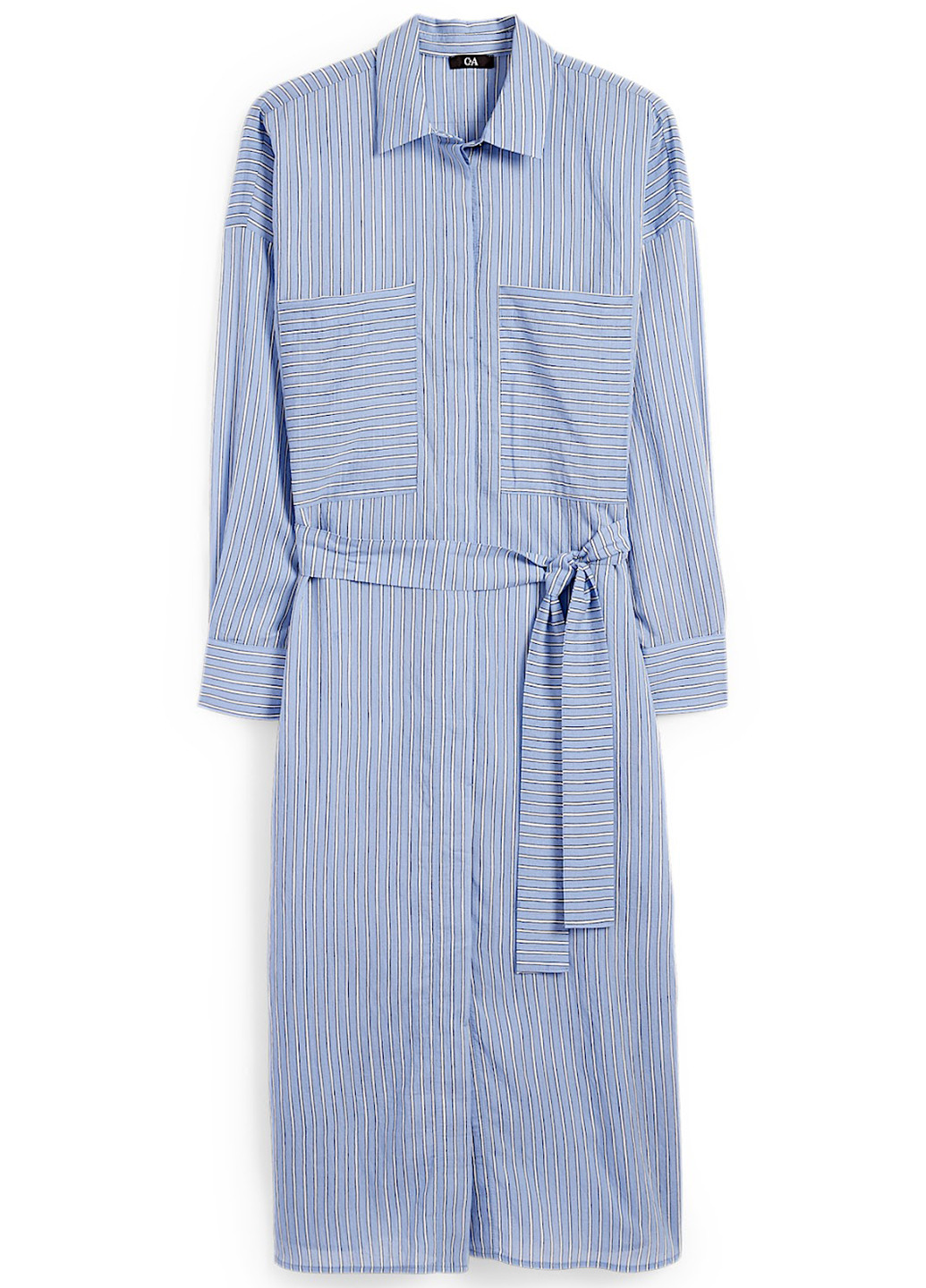 Голубое кэжуал платье рубашка C&A в полоску