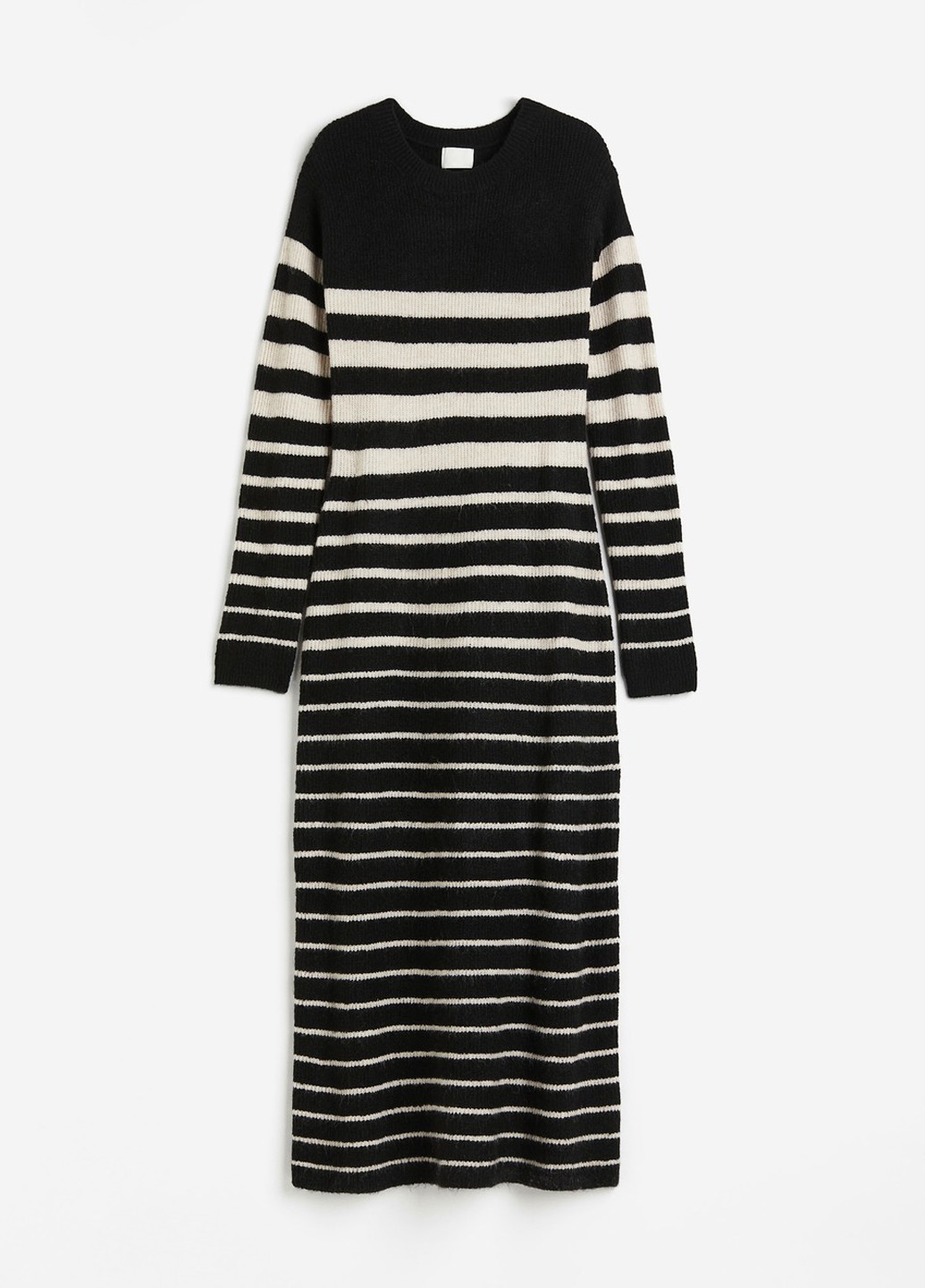 Черно-белое кэжуал платье платье-свитер H&M в полоску