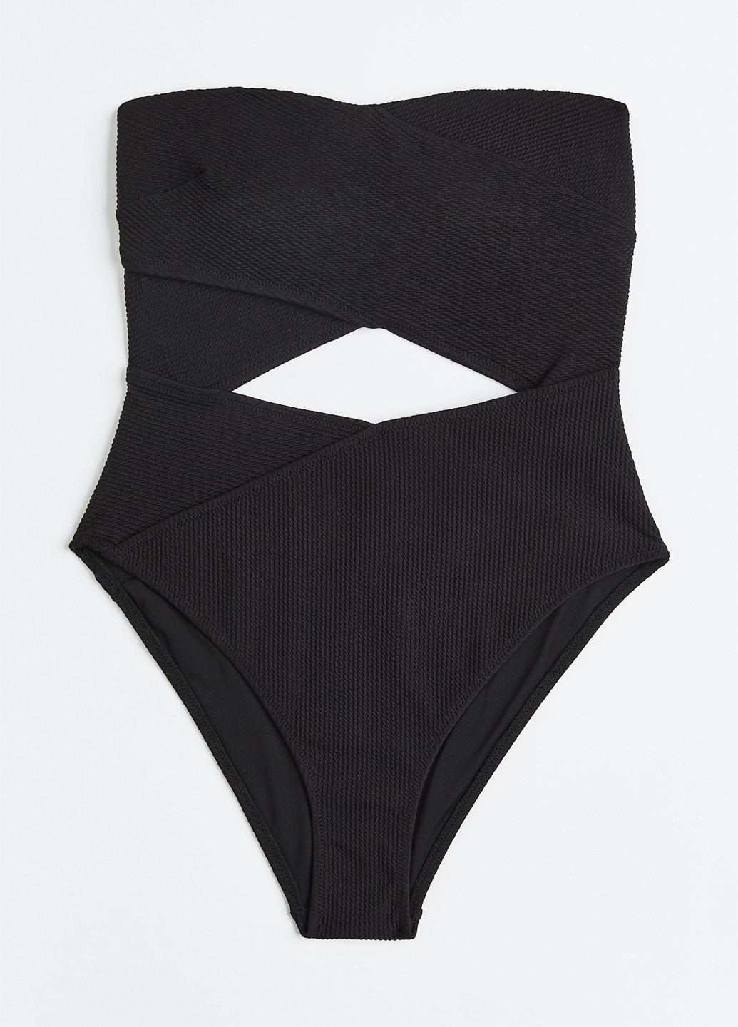 Черный летний купальник слитный, бандо H&M
