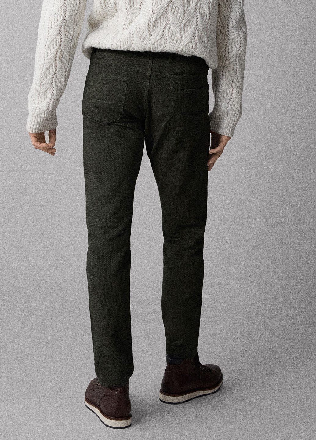 Хаки джинсовые демисезонные прямые брюки Massimo Dutti