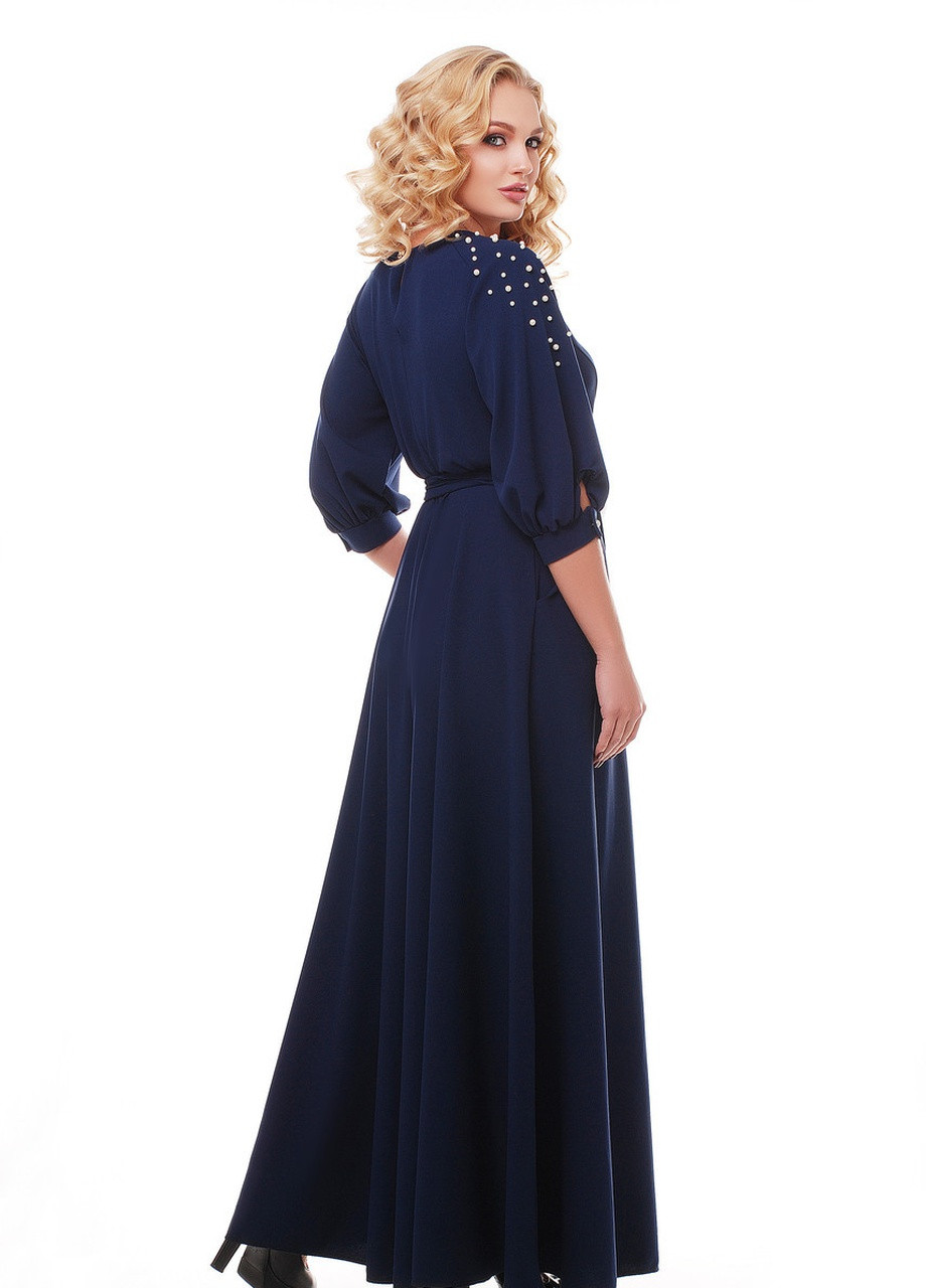 Синее кэжуал платье muar вивьен синее 0168 Vlavi однотонное