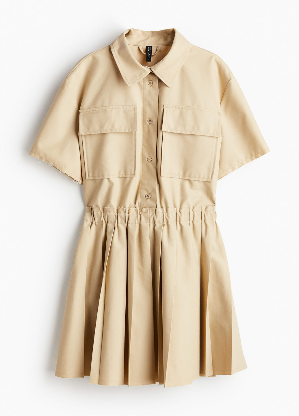 Светло-бежевое кэжуал платье плиссированное, рубашка H&M однотонное