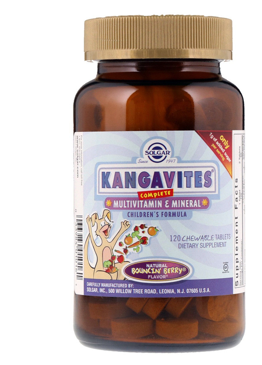 Витамины для детей, Kangavites (Кангавитс), Вкус Ягод,, 120 жевательных таблеток Solgar (225714609)