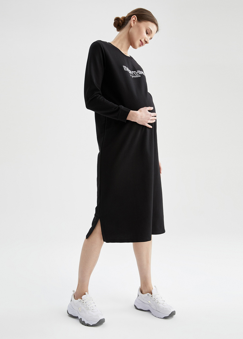 Чорна кежуал плаття для вагітних DeFacto з написами