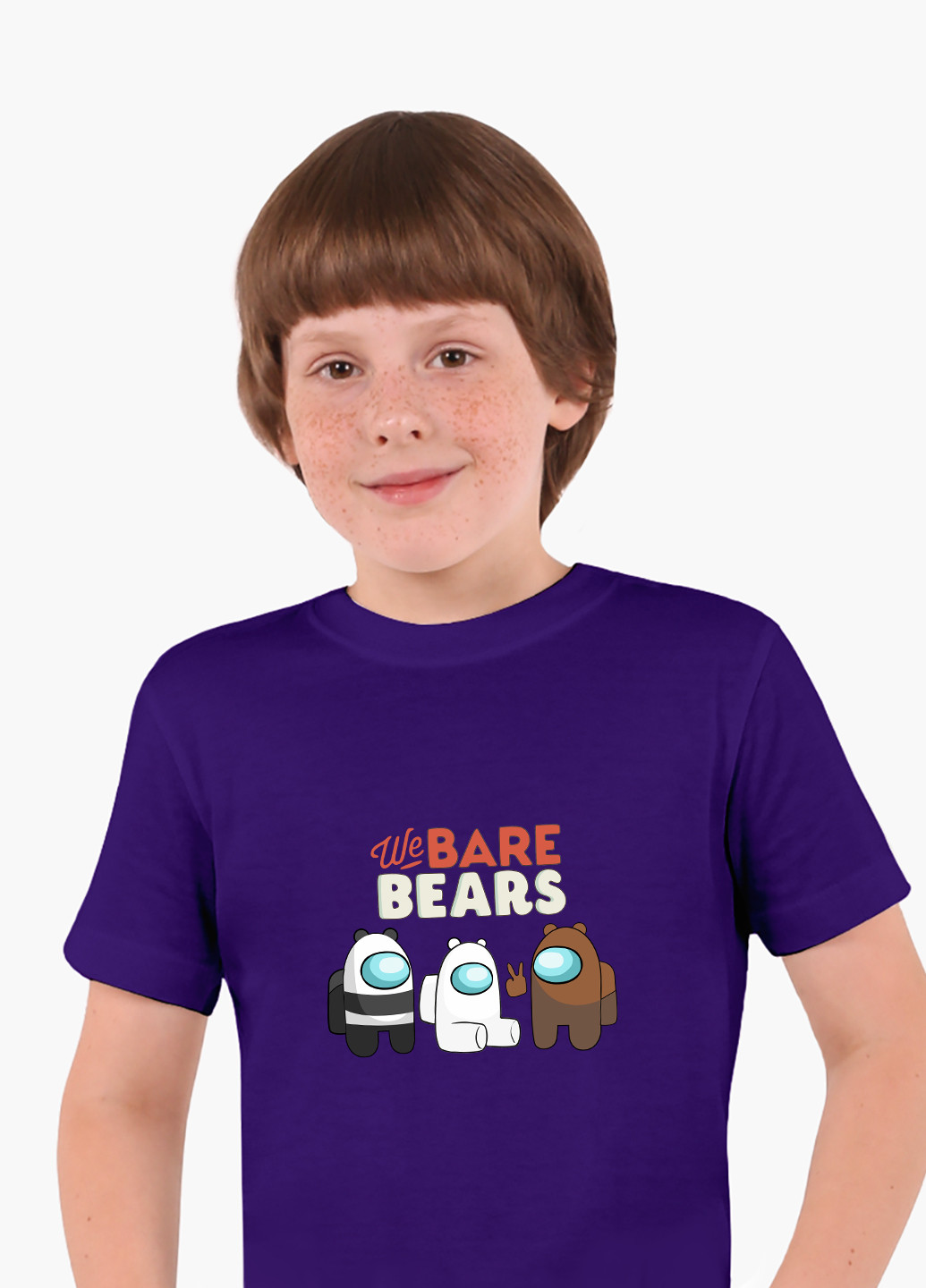 Фиолетовая демисезонная футболка детская вся правда о медведях (we bare bears)(9224-2668) MobiPrint
