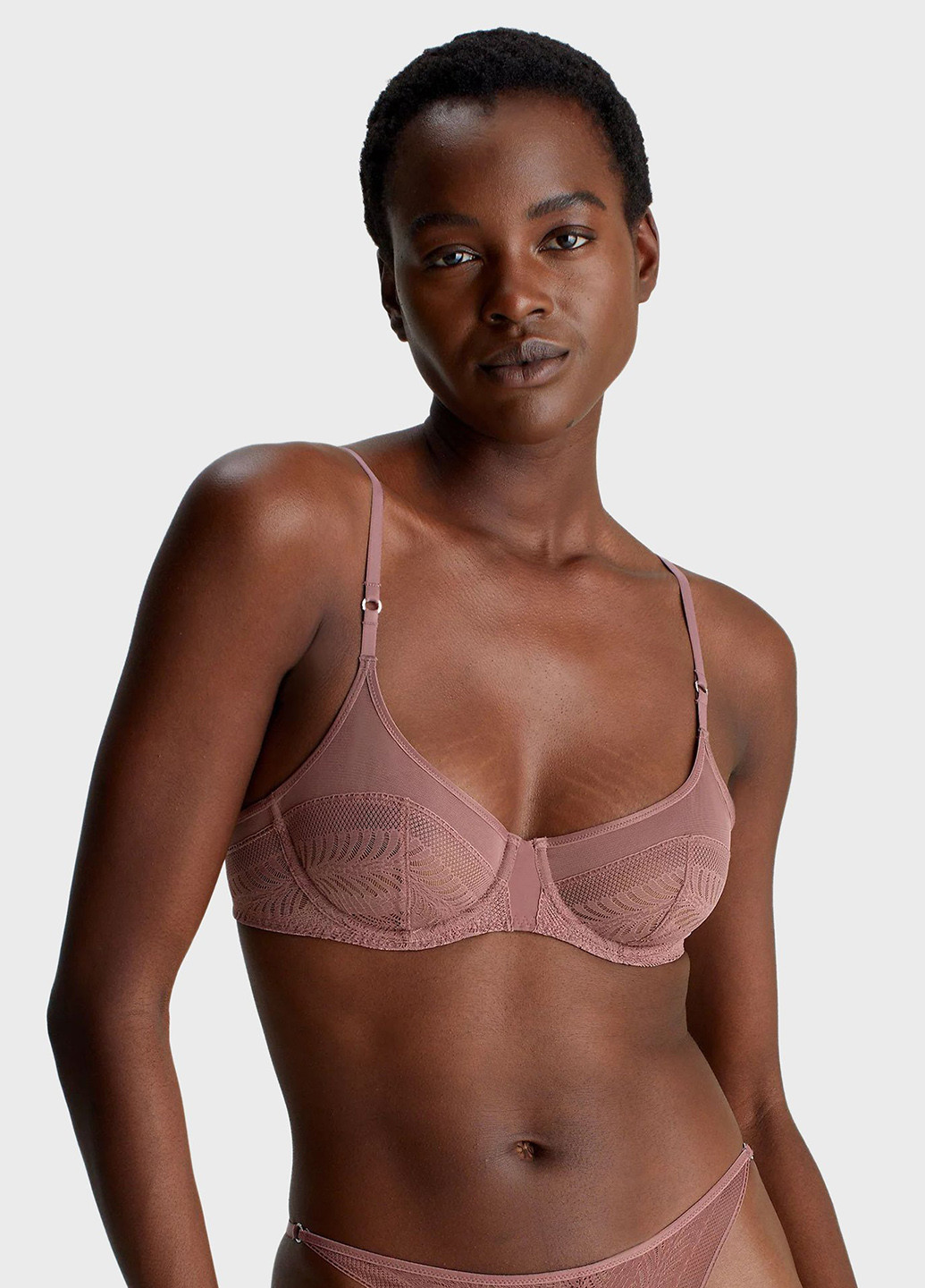 Розово-коричневый балконет бюстгальтер Calvin Klein с косточками полиамид