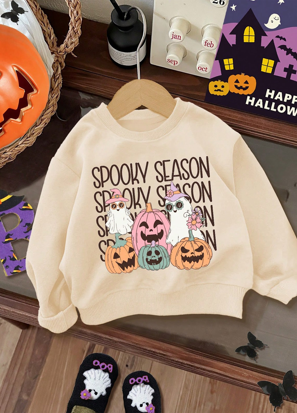 SHEIN світшот малюнок світло-бежевий кежуал поліестер